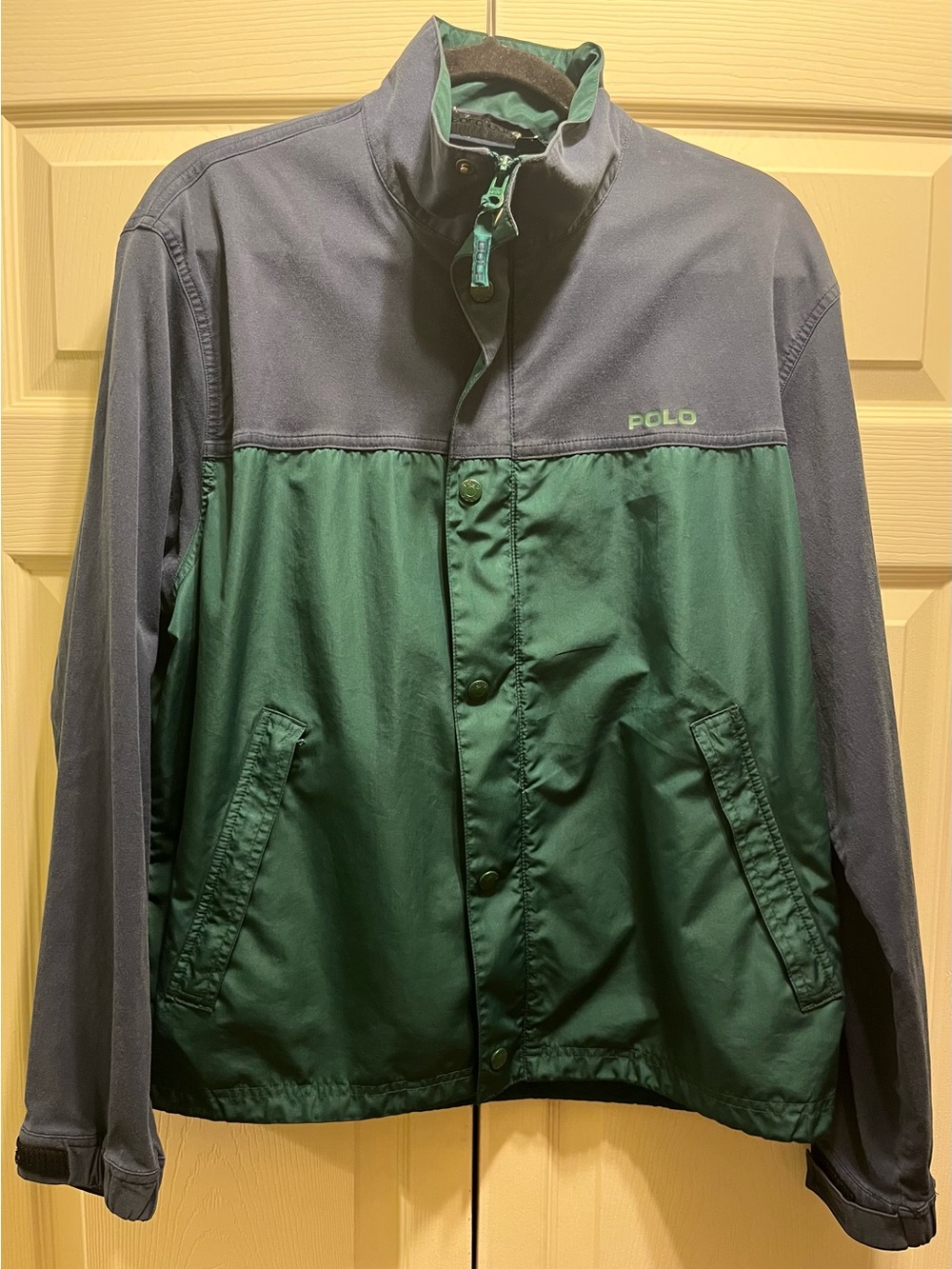 Polo golf by Ralph Lauren Green and Navy Two-Tone Windbreaker Jacket medium